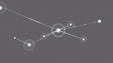 Gri arka planda yüzen bağlantı ağının dijital animasyonu. küresel ağ ve teknoloji kavramı