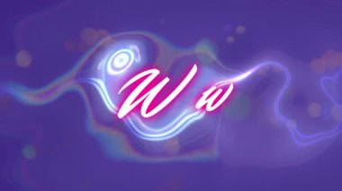 Animation of wow text over colorful lights and glowing energy on blue background. video game, entertainment and digital interface concept digitally generated video.