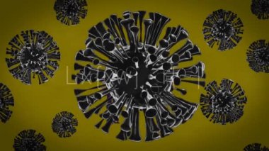 Corona virüsü metninin üzerinde covid 19 hücrenin animasyonu. küresel covid 19 salgın konsepti dijital olarak oluşturulmuş video.