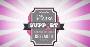 Pembe kurdele logosu ve göğüs kanseri metninin üzerinde uçan pembe balonların animasyonu. Göğüs kanseri pozitif farkındalık kampanyası konsepti dijital olarak üretildi.