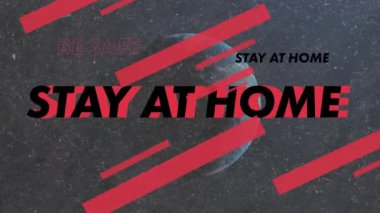 Covid 19 'un animasyonu dünya üzerinde ev metninde kalacak. küresel covid 19 salgın konsepti dijital olarak oluşturulmuş video.