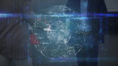 Uçak ve iş adamları arasındaki bağlantı ağının dünya çapındaki animasyonu. küresel iş, seyahat ve bağlantılar dijital olarak oluşturulmuş video.