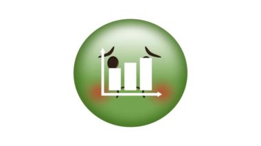 Beyaz arkaplan istatistikleri üzerinde hasta emoji simgesinin animasyonu. küresel sosyal medya ve iletişim konsepti dijital olarak oluşturulmuş video.