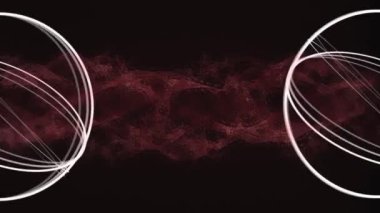 Animation of scopes scanning and dna strand networks of connections on black background. global science, connections and data processing concept digitally generated video.