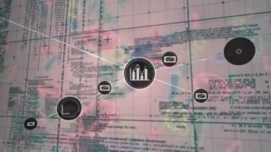 Beyaz zemin üzerinde covid hücreler üzerinden bağlantı ağı ve veri işleme animasyonu. küresel koronavirüs salgını konsepti dijital olarak oluşturulmuş görüntü.