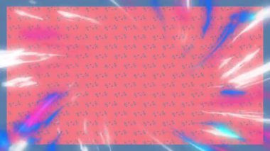 Mavi, pembe ve beyaz ışıkların tekrar eden mavi şekillerle pembe üzerinde hareket etmesinin animasyonu. 