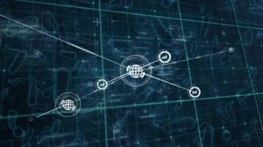 Mavi zemin üzerinde covid-19 hücre ve kan damarlarına karşı ızgara ağı üzerinden dijital simge ağı. Coronavirus covid-19 salgın konsepti