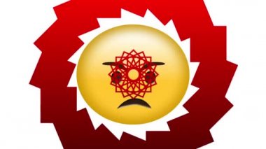 Beyaz arka planda kızgın yüz ifadelerinin üzerine dekoratif tasarımların dijital animasyonu. ifade ve iletişim kavramı