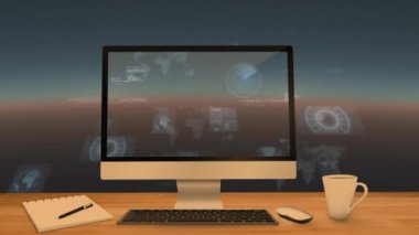 Animation of scopes scanning and data processing over computer screen. global data processing and technology concept digitally generated video.