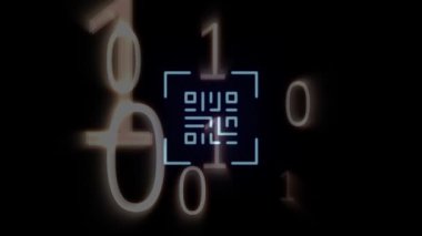 QR kodunun ikili kod üzerinden canlandırılması. Dijital güvenlik ve kimlik, dijital arayüz ve veri işleme kavramı dijital olarak oluşturuldu.