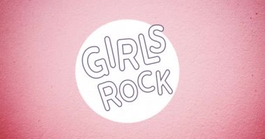 Kızların animasyonu, şimşek üzerine rock metni. Kız gücü, pozitif kadın gücü ve dijital olarak oluşturulan bağımsızlık kavramı.