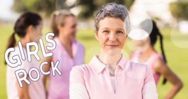 Çeşitli gülümseyen kadın grupları üzerinde çeşitli rock metinleri bulunan kızların animasyonu. Göğüs kanseri pozitif farkındalık kampanyası konsepti dijital olarak üretildi.