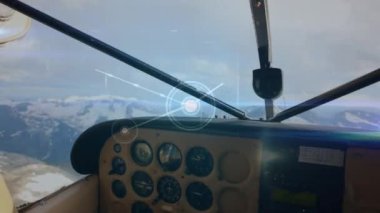 Uçan uçak üzerindeki bağlantı ağının animasyonu. küresel seyahat ve bağlantılar konsepti dijital olarak oluşturulmuş video.