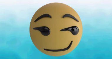 Birden fazla değişen yüz emojisinin dijital animasyonu mavi gradyan arkaplana karşı. ifade ve iletişim kavramı