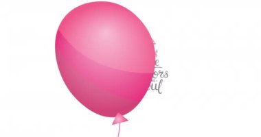 Pembe kurdele çapa logosu ve göğüs kanseri metninin üzerinde uçan pembe balon animasyonu. Göğüs kanseri pozitif farkındalık kampanyası konsepti dijital olarak üretildi.