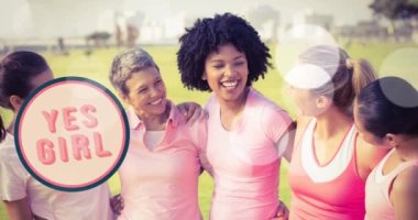 Evet kız animasyonu çeşitli gülümseyen kadınlar grubuna farklı mesajlar gönderiyor. Göğüs kanseri pozitif farkındalık kampanyası konsepti dijital olarak üretildi.