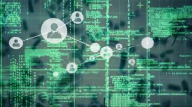 Gri arkaplandaki çoklu covid-19 hücrelerine karşı profil simgeleri ve veri işleme ağı. Coronavirus covid-19 salgın konsepti