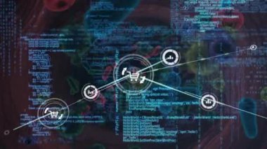 Covid 19 hücre ve kan damarlarına karşı profil simgeleri ve veri işleme ağı. Coronavirus covid-19 salgın konsepti