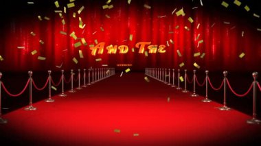 Neon çizgileri üzerinde pembe metalik harflerle başlayan metnin animasyonu. Video oyunu, eğlence ve dijital arayüz kavramı dijital olarak oluşturuldu.