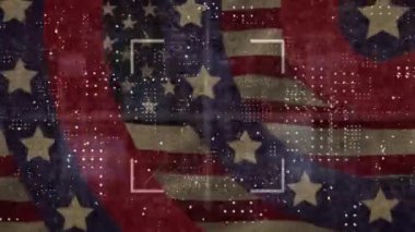 Amerikan bayrak yıldızlarının animasyonu ve daireler çizerek renklendirilmesi. Vatanseverlik ve kutlama konsepti dijital olarak oluşturulmuş video.