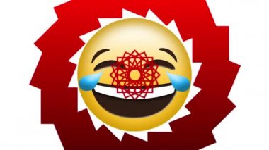 Beyaz arka planda gülen yüz emojisi üzerine dekoratif tasarımların dijital animasyonu. ifade ve iletişim kavramı