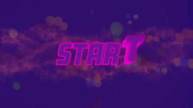 Mavi arkaplanda kırmızı bulutları hareket ettirerek yeniden başlama animasyonu. Video oyunu, eğlence ve dijital arayüz kavramı dijital olarak oluşturuldu.