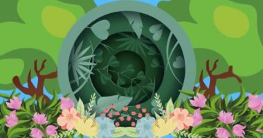 Metin kız gücünün ağaçlar ve çiçekler üzerindeki bileşimi. Kız gücü, pozitif kadın gücü ve dijital olarak oluşturulan bağımsızlık kavramı.