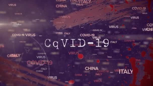 Animation Covide Texte Virus Des Noms Pays Sur Des Points — Video