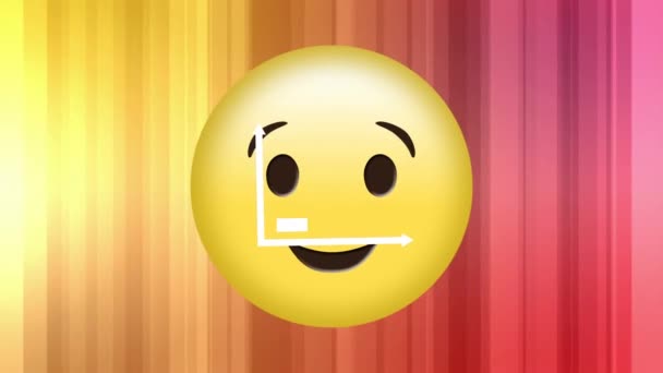 Animace Šťastné Emoji Ikony Nad Statistikou Globální Koncept Sociálních Médií — Stock video