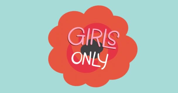 Sadece Kırmızı Çiçeğin Üstündeki Metin Kızlarının Kompozisyonu Kız Gücü Pozitif — Stok video