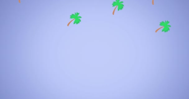 在紫色背景上的棕榈树的动画 热带植物 夏季及假日概念数码影片 — 图库视频影像