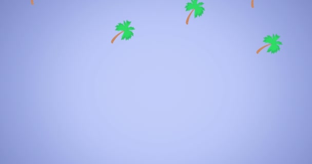 Animation Palm Trees Falling Purple Background Nature Tropical Plant Summer — Stock videók