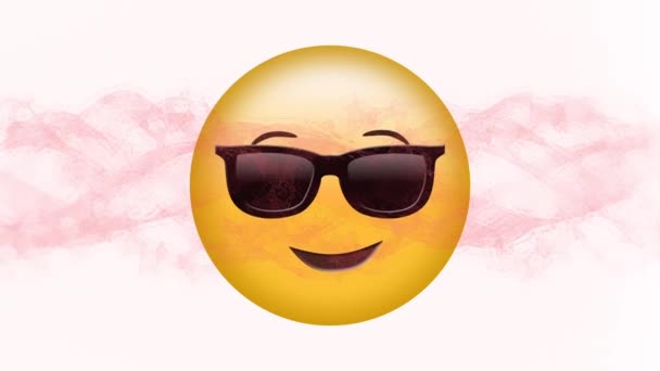 Animation Sunglasses Emoji Icon Moving Red Cloud Black Background — Video