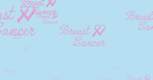 Animation Multiple Pink Flying Breast Cancer Text Pink Ribbon Pink — Stock Video