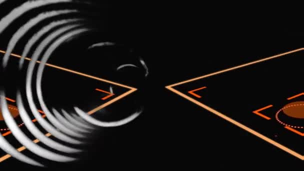 Animation Balayage Scopes Cercles Pulsant Sur Fond Noir Connexions Globales — Video