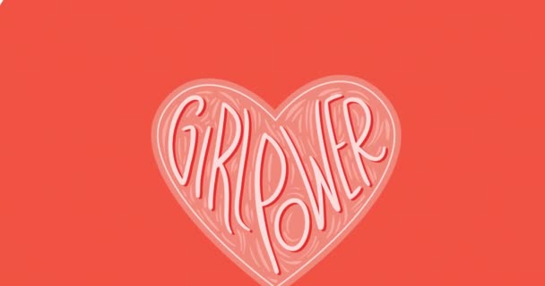 Animação Texto Meninas Poder Sobre Sobre Coração Rosa Poder Menina — Vídeo de Stock