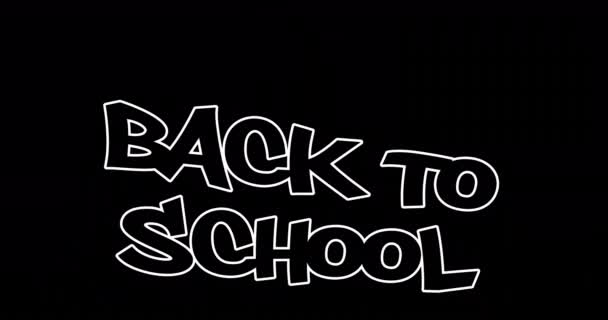 Animation Back School Text Black Background School Education Study Concept — Stock Video