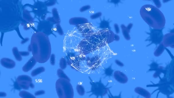 Animation Cellules Covid Sur Carte Monde Globe Avec Connexions Global — Video