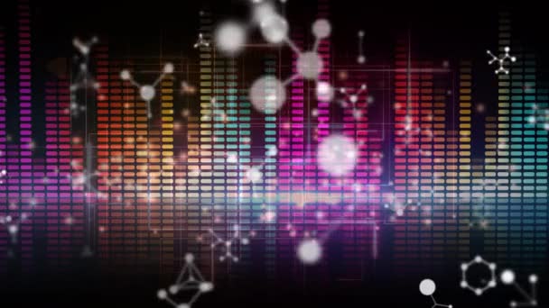 Animation Molecules Floating Graphic Music Equalizer Music Entertainment Concept Digitally — Stok video