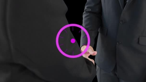 Animation Scope Scanning Businessmen Shaking Hands Global Business Success Connections — Stok video