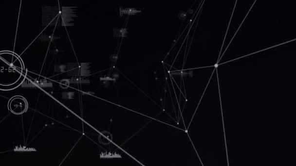 Animation Numérique Réseau Connexions Traitement Des Données Sur Fond Noir — Video