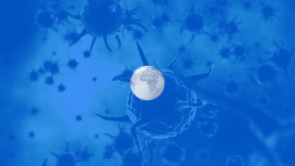 Animación Células Covid Todo Mundo Global Covid Concepto Pandémico Vídeo — Vídeo de stock