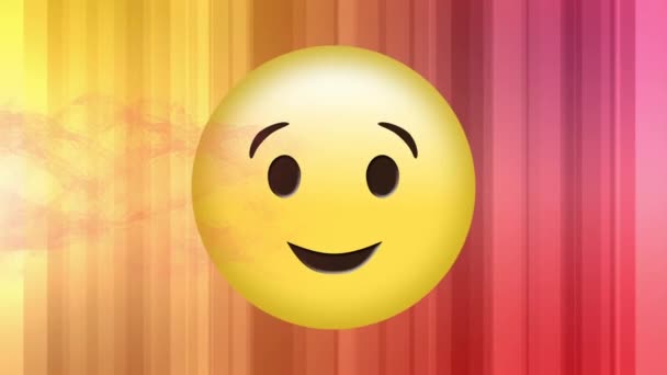 Digitale Animation Roter Digitalwelle Gegen Zwinkerndes Gesicht Emoji Auf Buntem — Stockvideo