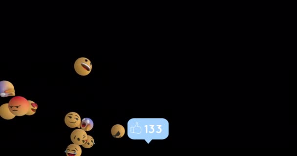 Como Ícone Com Números Crescentes Contra Vários Emojis Rosto Flutuando — Vídeo de Stock