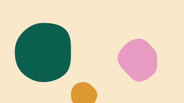 Animation Green Brown Pink Blobs Grey Line Moving Beige Background — Stock Video