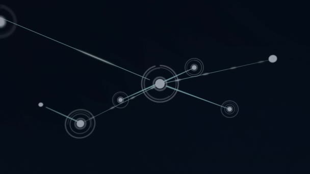 黒い背景に浮かぶ接続のネットワークのデジタルアニメーション 世界的なネットワーキングとテクノロジーの概念 — ストック動画