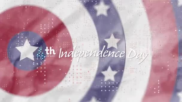 Animation Independence Day Text American Flag Stars Coloured Circles Patriotism — Stock Video