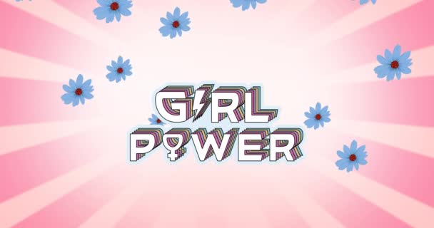 Animáció Női Erő Szövegről Repülő Szív Felett Girl Power Pozitív — Stock videók