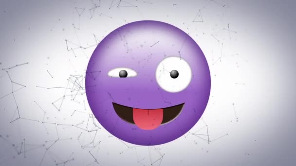 Animação Ícone Emoji Roxo Sobre Conexões Móveis Fundo Preto Conceito — Vídeo de Stock