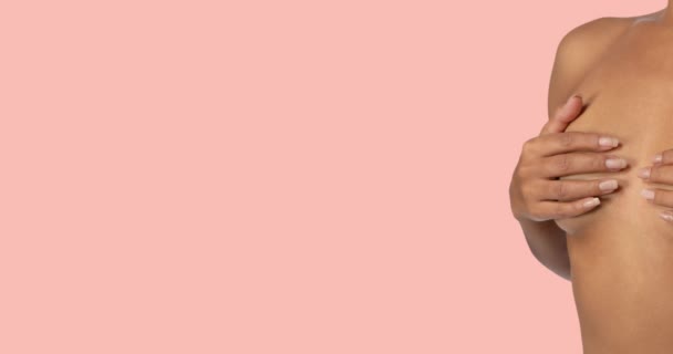 Κινούμενο Σχέδιο Του Ροζ Κορδέλα Άγκυρα Λογότυπο Κείμενο Του Καρκίνου — Αρχείο Βίντεο